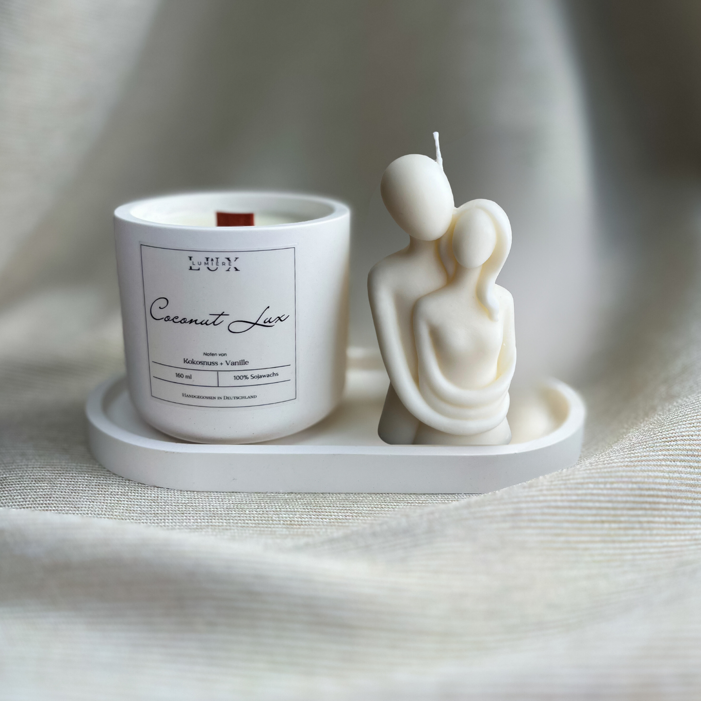 Dein Individuelles Kerzenset - Silber Tablett / Coconut Lux / Couple