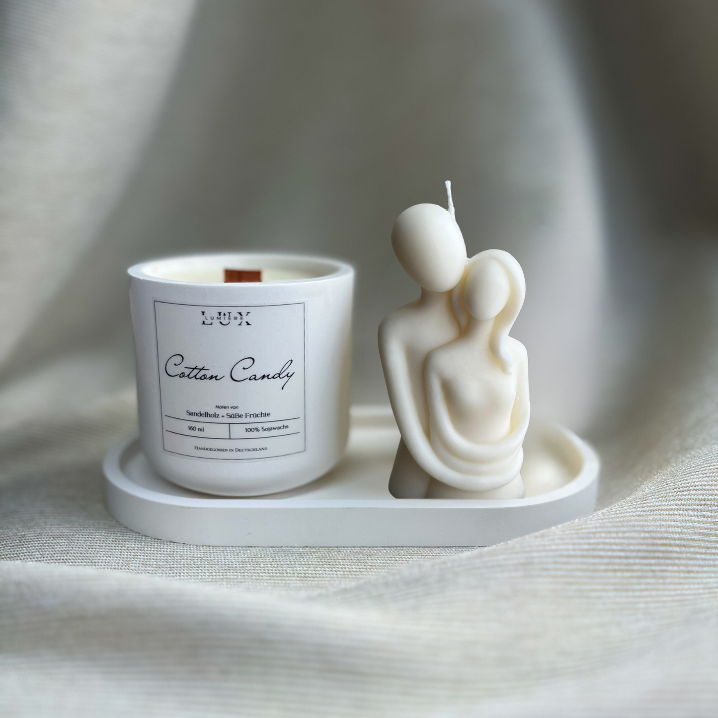 Dein Individuelles Kerzenset - Silber Tablett / Cotton Candy / Couple - Personalisiert -