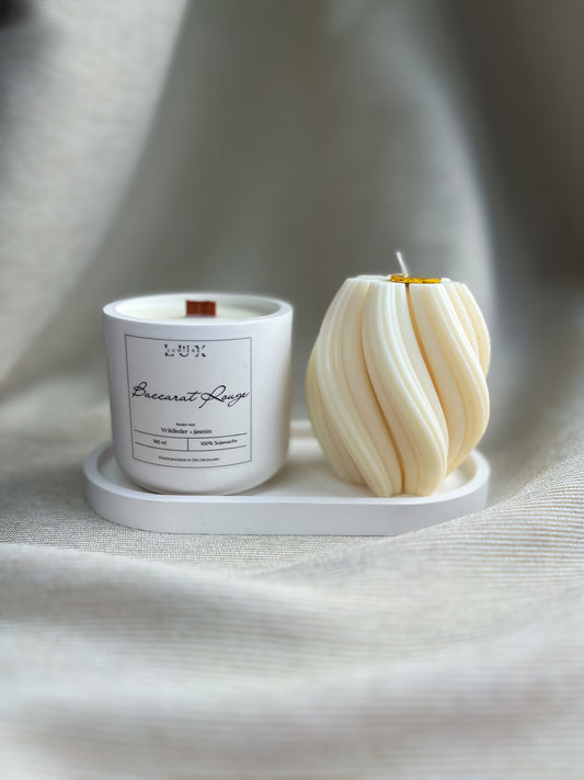 Dein Individuelles Kerzenset - Silber Tablett / Baccarat Rouge / Swirl