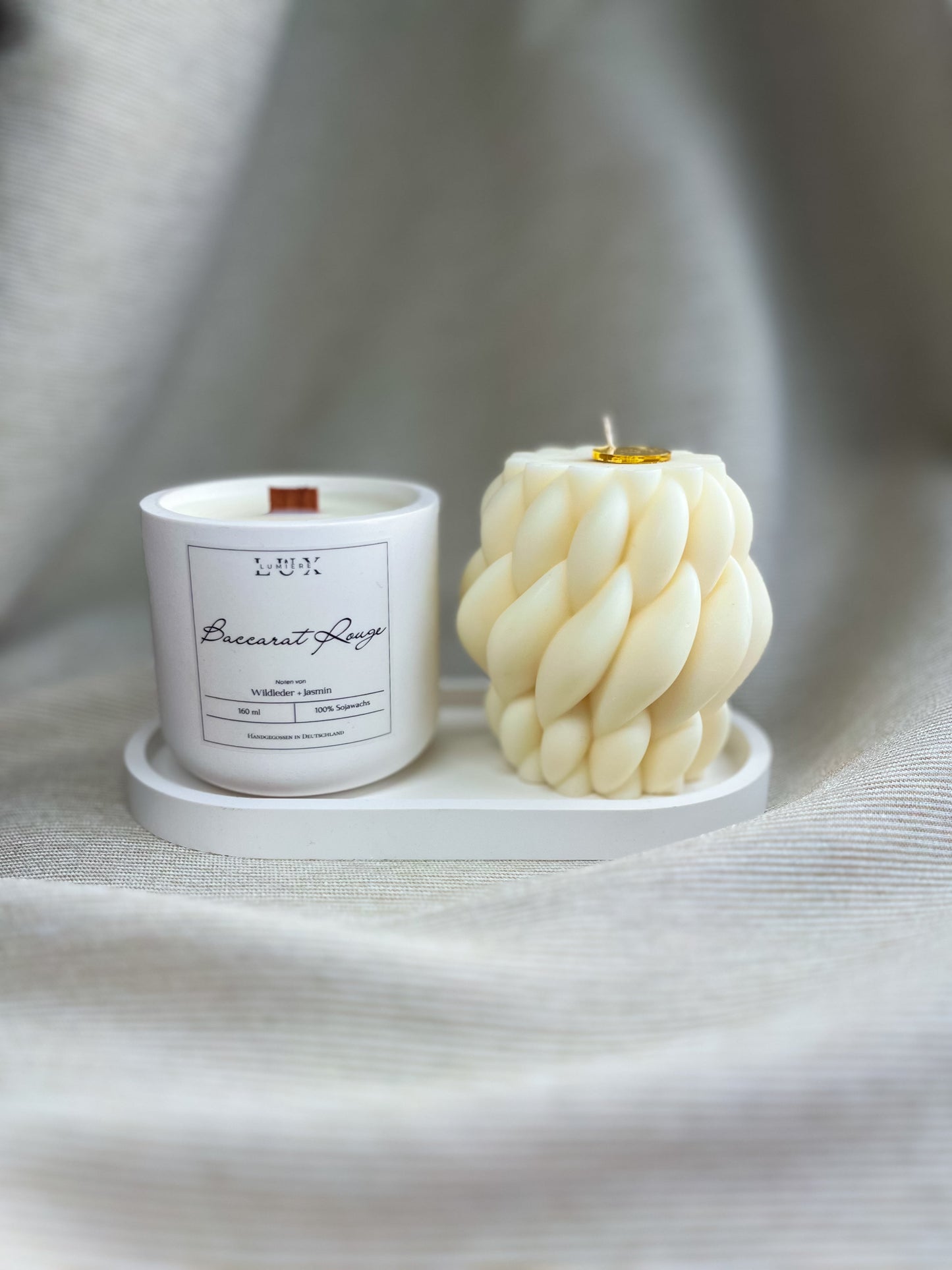 Dein Individuelles Kerzenset - Weißes Tablett / Baccarat Rouge / Braid