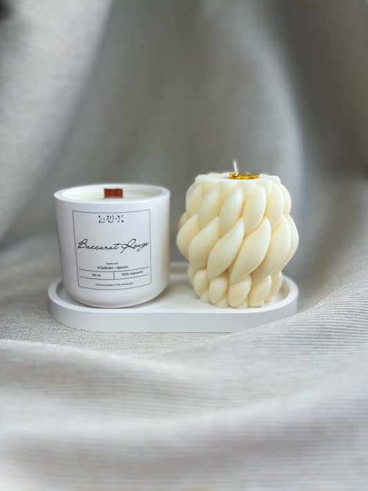 Dein Individuelles Kerzenset - Gold Tablett / Baccarat Rouge / Braid - Personalisiert -