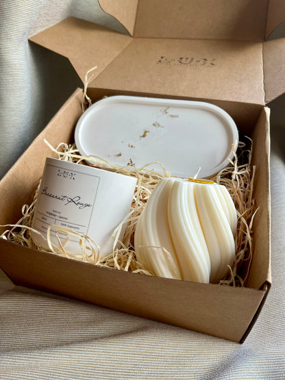 Dein Individuelles Kerzenset - Gold Tablett / Baccarat Rouge / Swirl - Personalisiert -