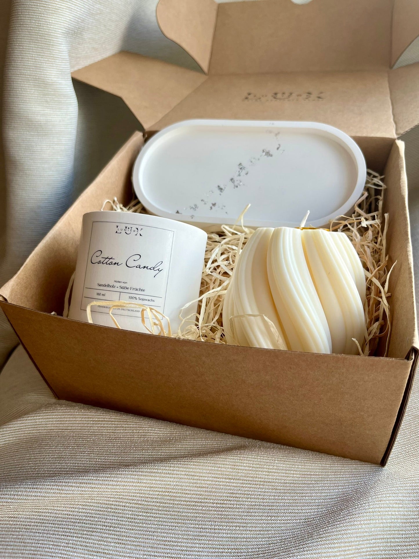 Dein Individuelles Kerzenset - Silbernes Tablett / Cotton Candy / Swirl - Personalisiert -