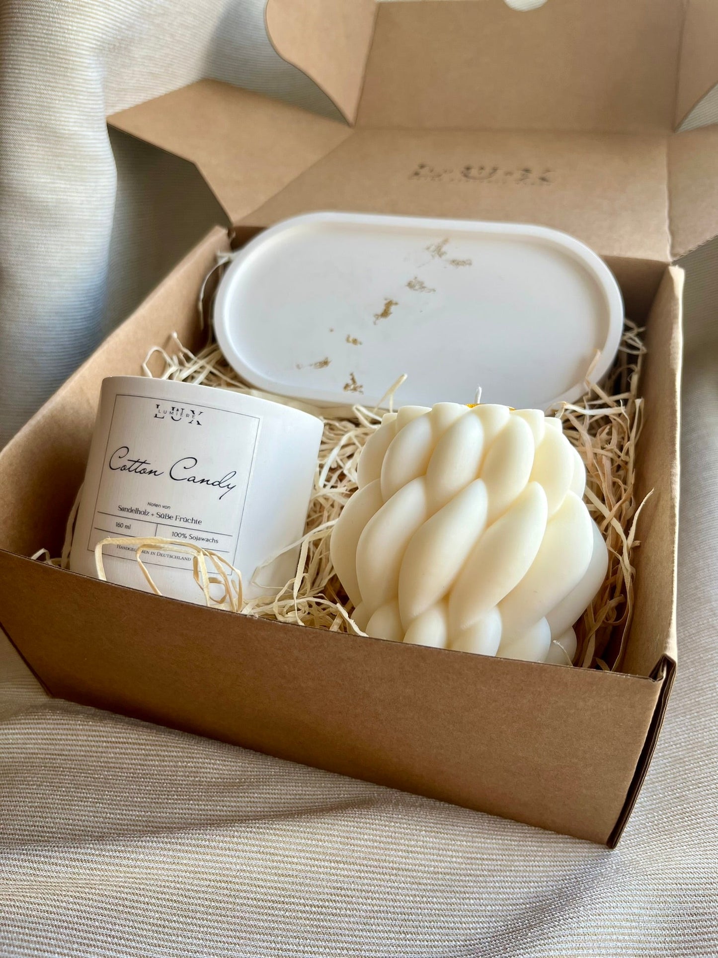 Dein Individuelles Kerzenset - Gold Tablett / Baccarat Rouge / Braid - Personalisiert -