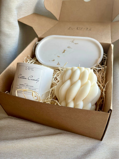 Dein Individuelles Kerzenset - Gold Tablett / Baccarat Rouge / Braid - Personalisiert -