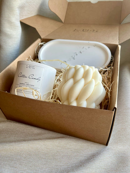 Dein Individuelles Kerzenset - Silber Tablett / Cotton Candy / Braid