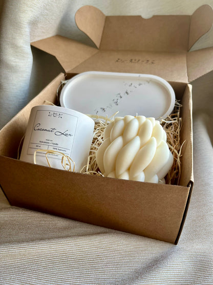 Dein Individuelles Kerzenset - Silber Tablett / Coconut Lux / Braid