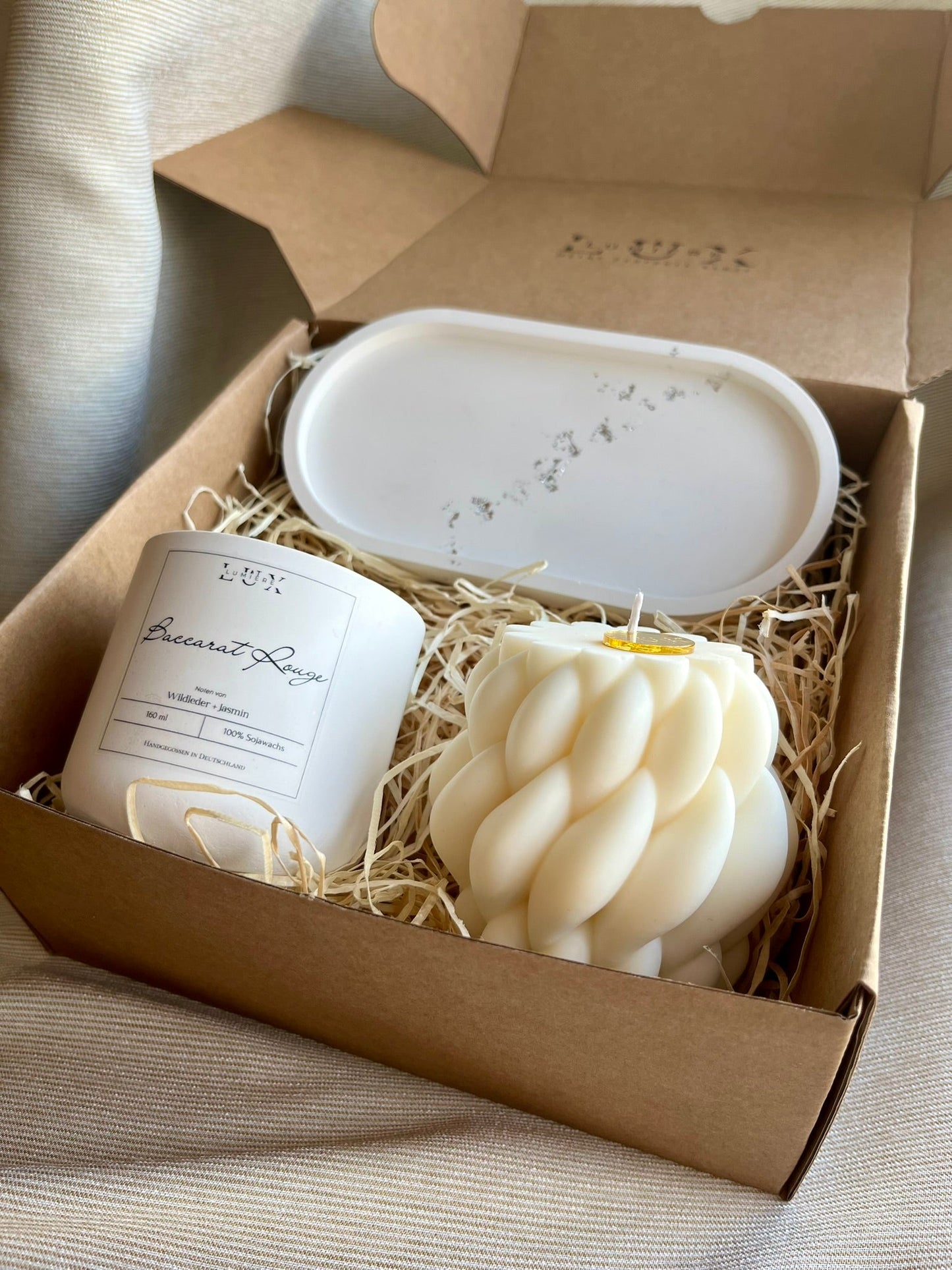 Dein Individuelles Kerzenset - Silber Tablett / Baccarat Rouge / Braid - Personalisiert -
