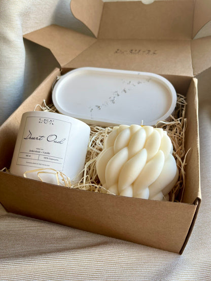 Dein Individuelles Kerzenset - Silber Tablett / Desert Oud / Braid - Personalisiert -