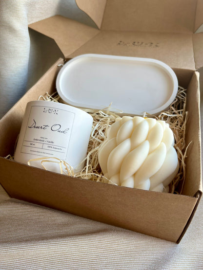 Dein Individuelles Kerzenset - Weißes Tablett / Desert Oud / Braid