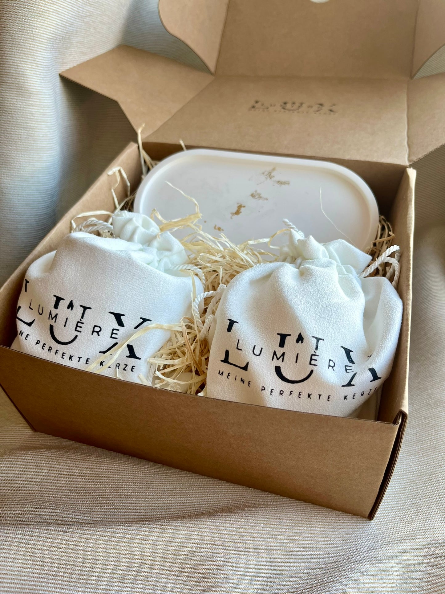 Dein Individuelles Kerzenset - Goldenes Tablett / Desert Oud / Swirl