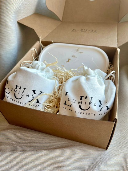 Dein Individuelles Kerzenset - Gold Tablett / Desert Oud / Braid