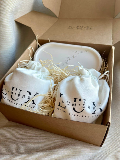 Dein Individuelles Kerzenset - Silbernes Tablett / Cotton Candy / Swirl